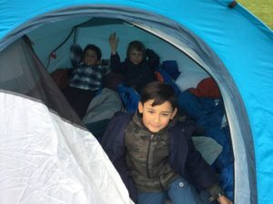 Boys in their tent at Camp Out