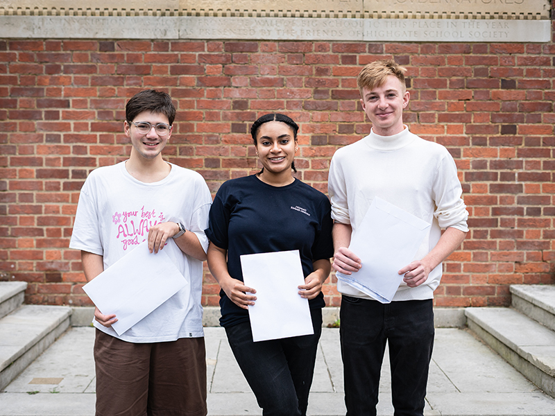 A level pupils receive results at school